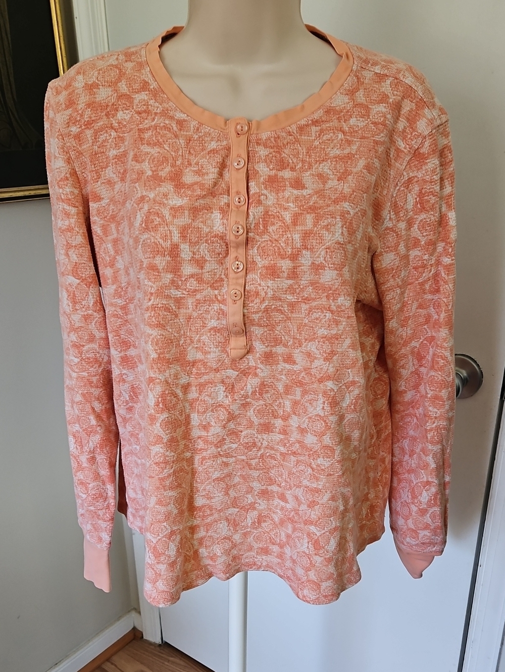 LL Bean Orange Henly With A Floral & Paisley Design Size XL